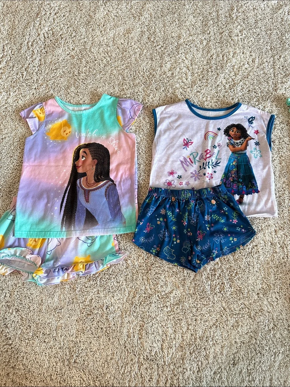 Disney Girls Mirabel and Wish pajama sets